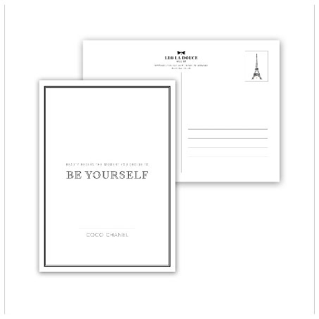 Leo la Douce Postkarte – BE YOURSELF/ COCO CHANEL von Leo la Douce