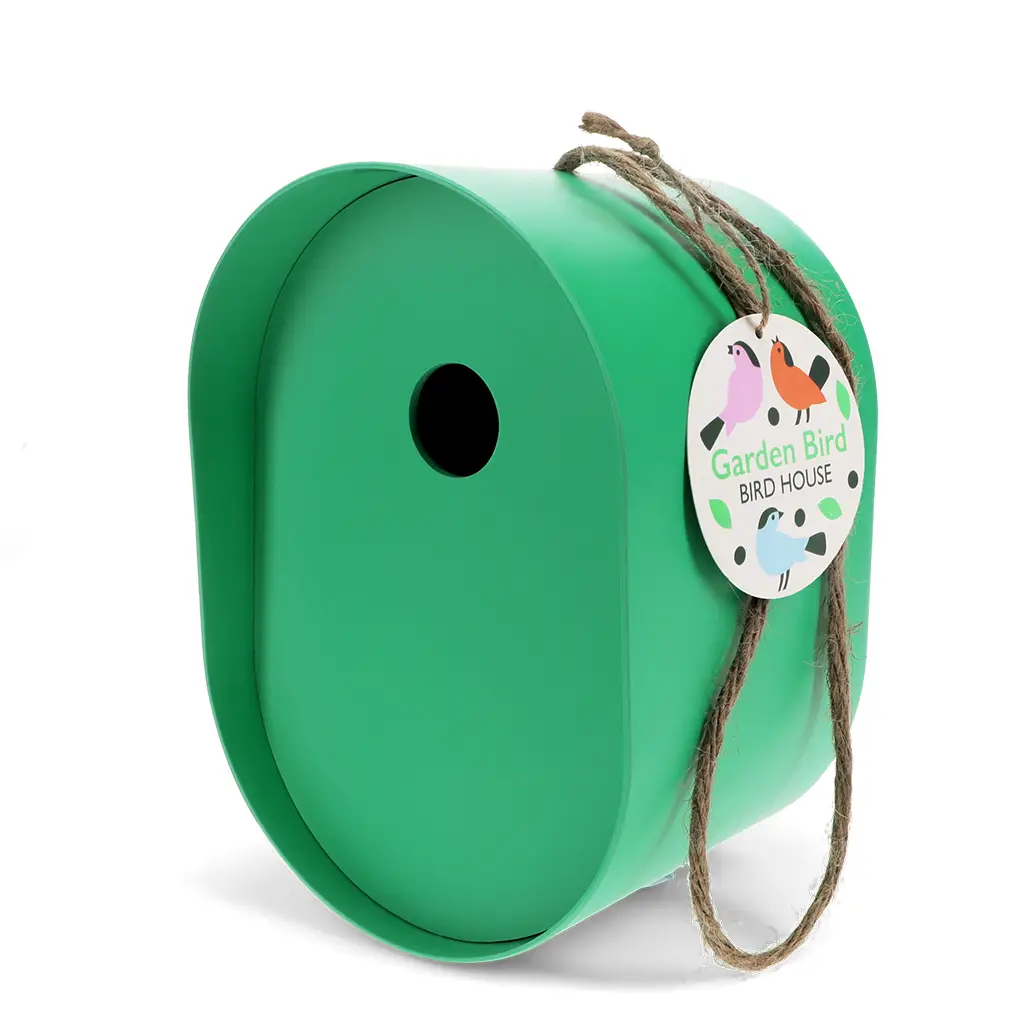 Ovales Vogelhaus aus Bambusfaser - Grün, ca. 14 x 42 cm