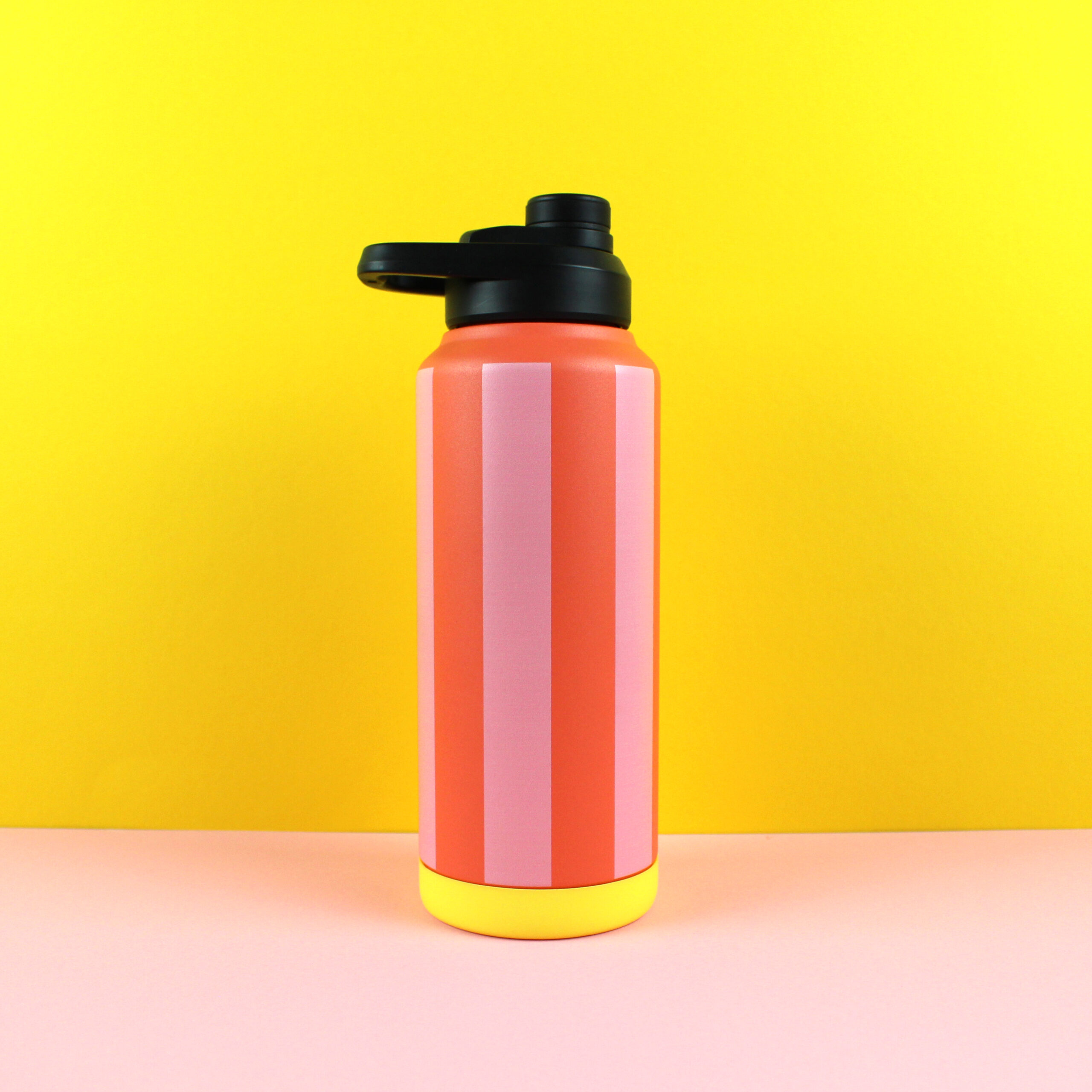 Trinkflasche Stripes, feuerrot/rose/gelb (1000ml)
