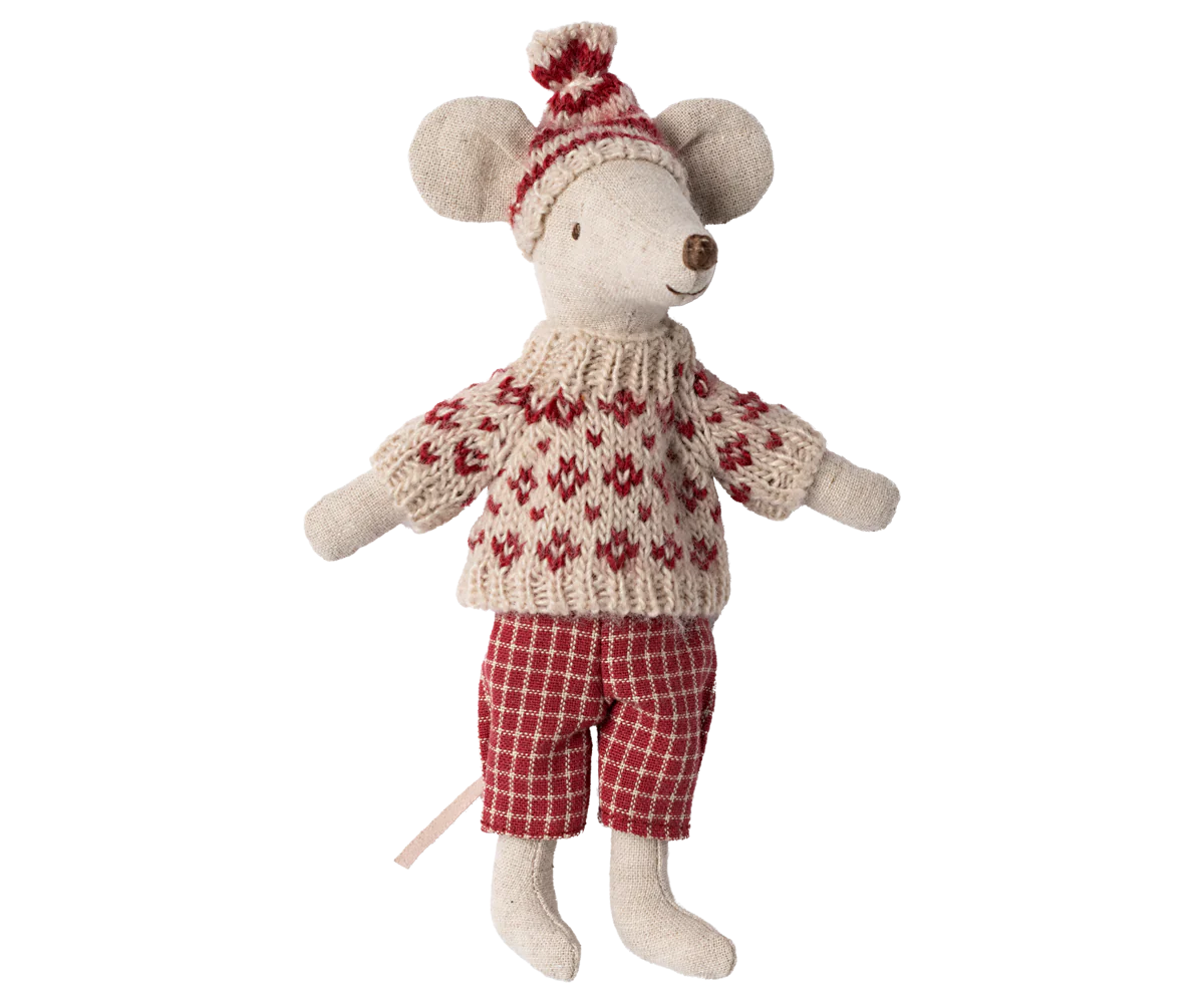 Maileg Wintermaus mit Skiset, Mama - Rot