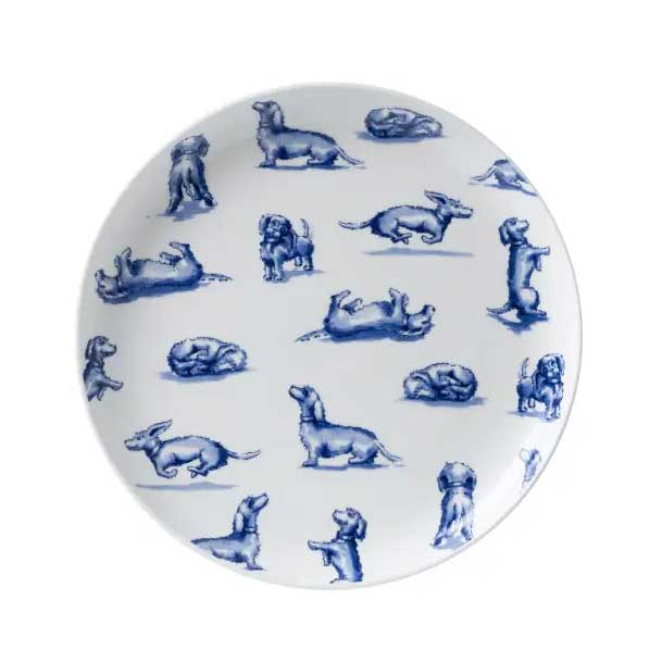 Teller Frühstück" Dackel"  D. ca 21 cm von Heinen Delfts Blauw, Holland, Niederlande, Frühstücksteller Dachshund Nhaan