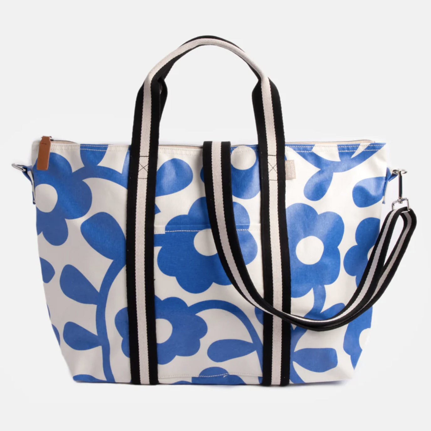 Caroline Gardner Blue Mono Flower Weekend Bag