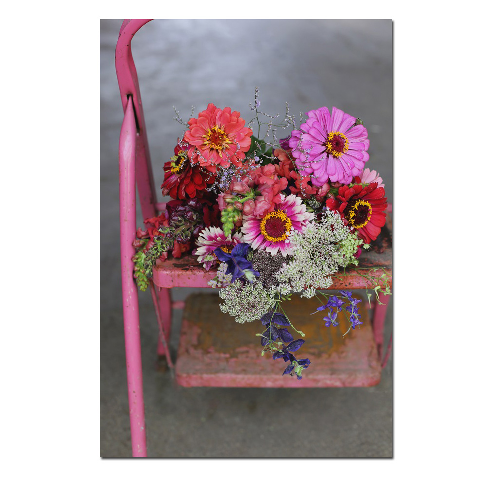 Das Blumenmädchen Postkarte " Blumen auf Leiter" Sommerstrauß