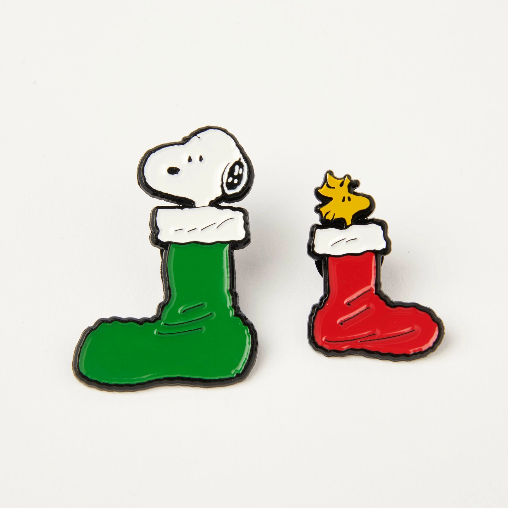 Peanuts Anstecker XMAS Strümpfe, 2er-Set (Limitierte Auflage), snoopy und woodstock