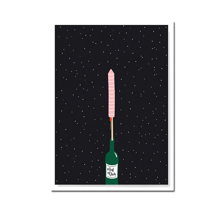 Postkarte Rakete  von familytree , Silvester