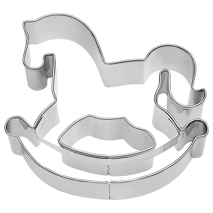 Ausstecherle Schaukelpferd  7 cm, Edelstahl von Birkmann, mit Innenprägung, Prägeausstecher, Ausstechform 