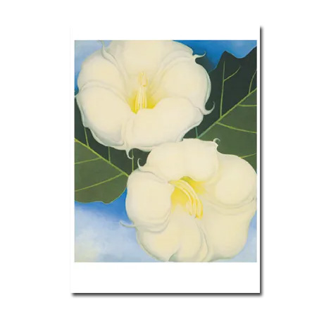 Postkarte Georgia O`Keeffe " Two Jimson Weeds with Green Leaves and Blue Sky, 1938" Kunst