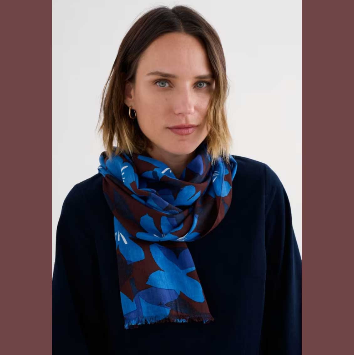 SEASALT CORNWALL Schal May Garland Printed Scarf, Macro Flower Cocoa