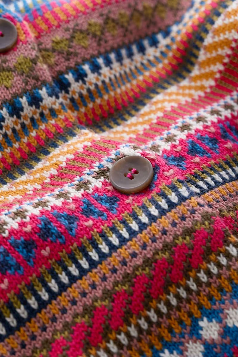 % SEASALT CORNWALL Strickjacke Cove Cottage Fair Isle Cardigan, Farbe: Seed Pod Oregano Multi---fällt klein aus!