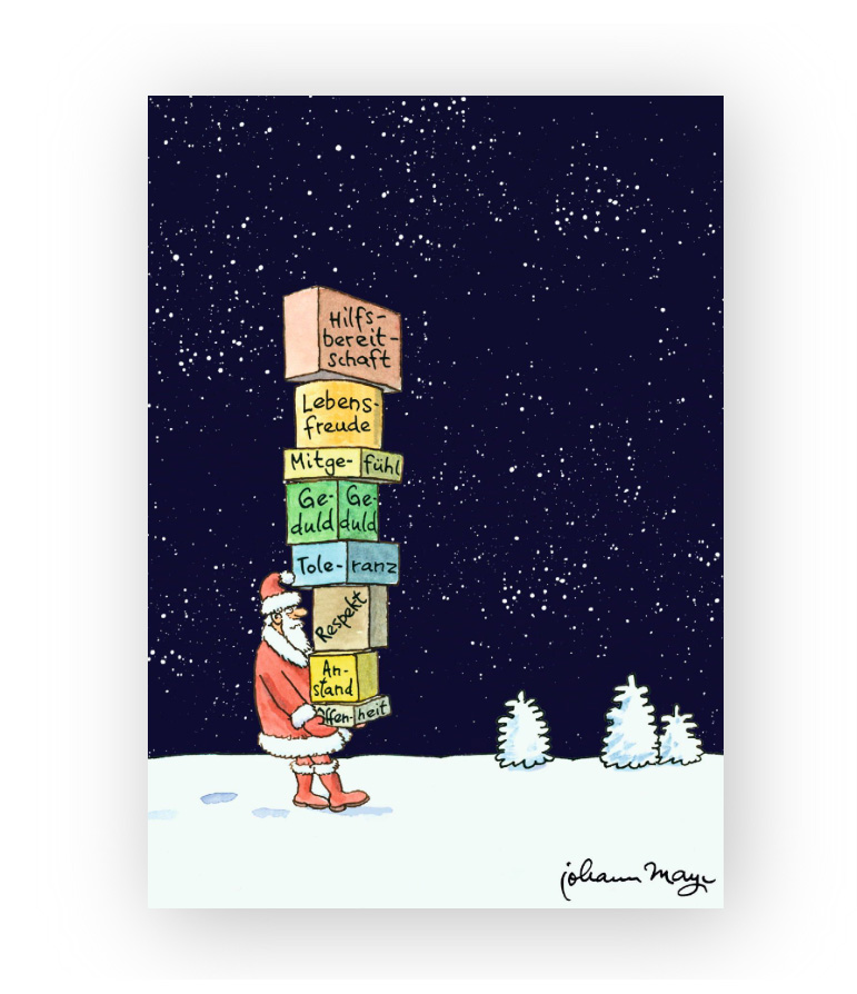 Inkognito Postkarte XMAS Bescherung , Weihnachten , Postkarte von Johann Mayr