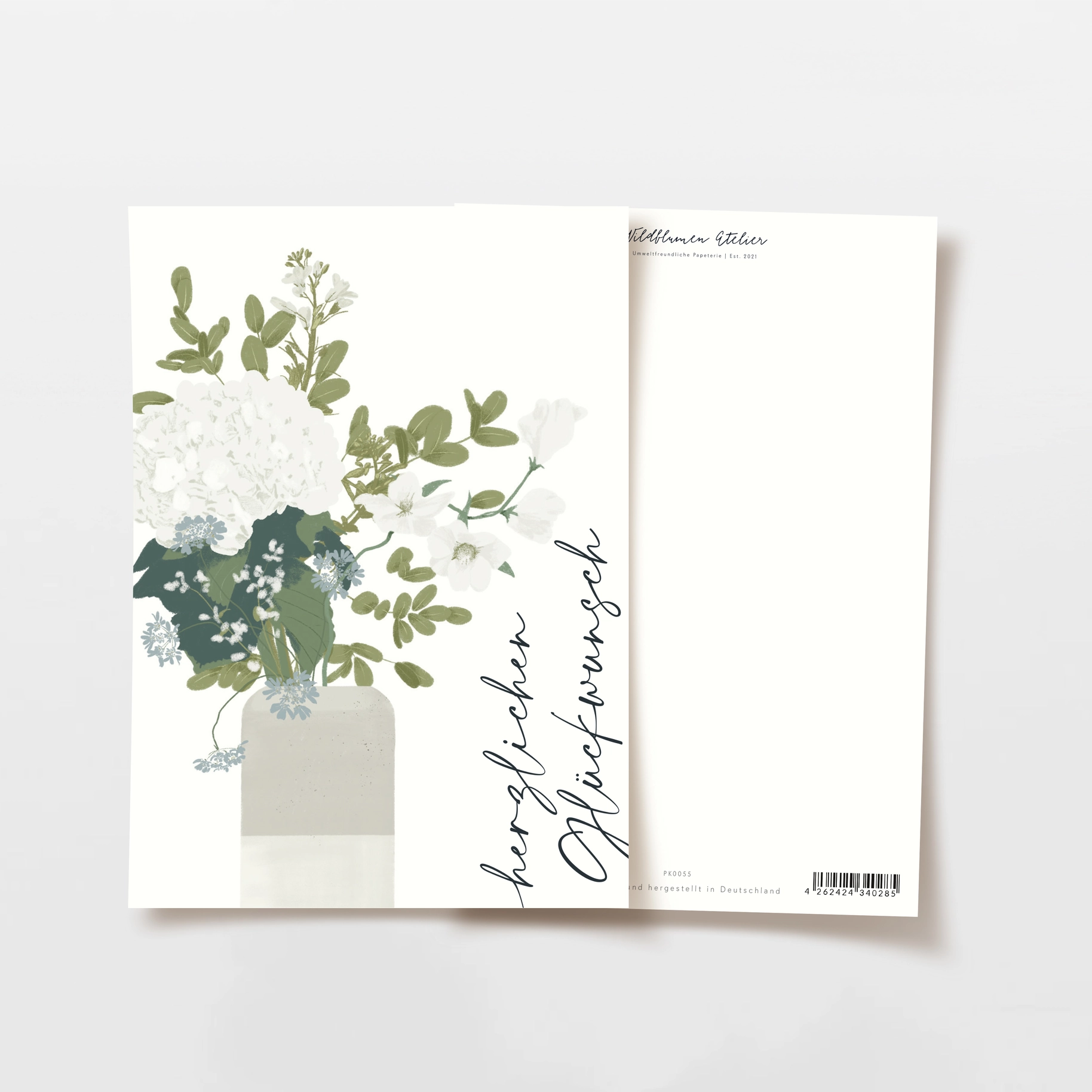Postkarte Herzlichen Glückwunsch Vasevom Wildblumen Atelier 