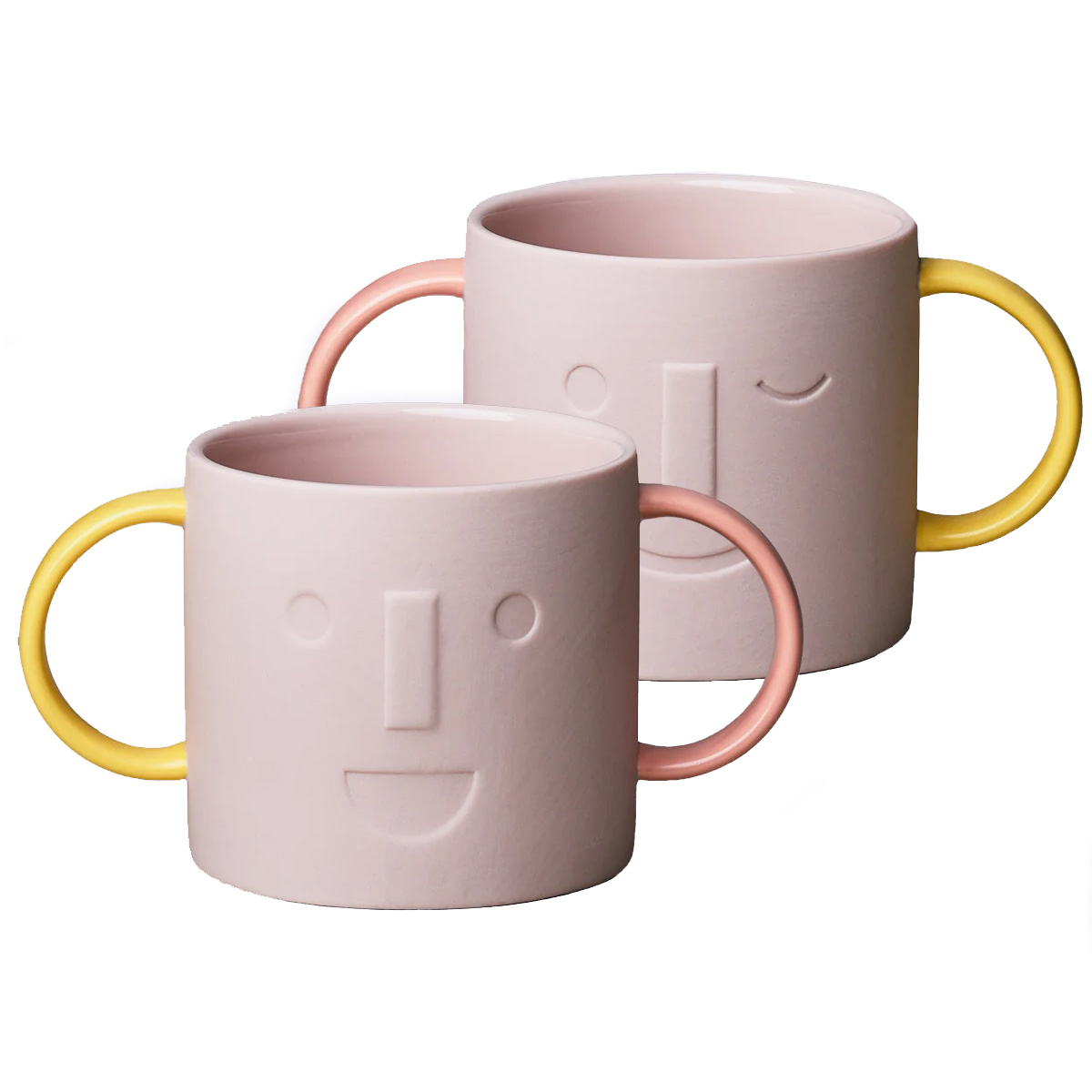 GOOD MOOD Porzellankindertasse MO, Kinderbecher mit zwei Henkeln , Rosa-Gelb