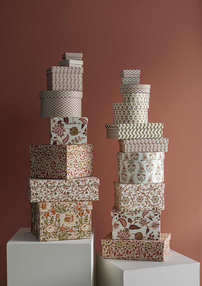 Bungalow Cubic Duo Box S Divya Cerise, Quadratische Papierbox 2er Set 