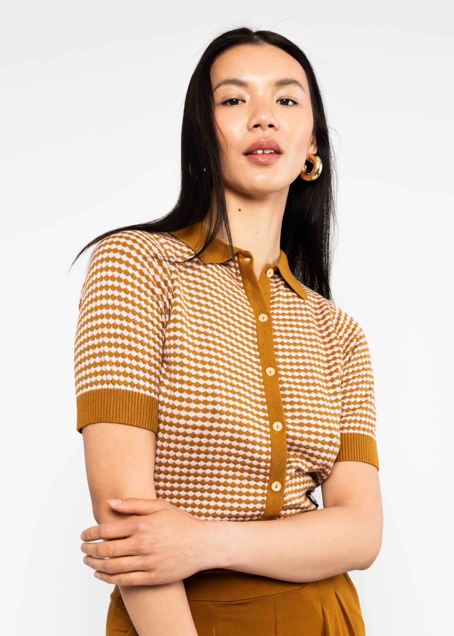 Blutsgeschwister Strickoberteil Petite Poloette - mixed dots rose brown