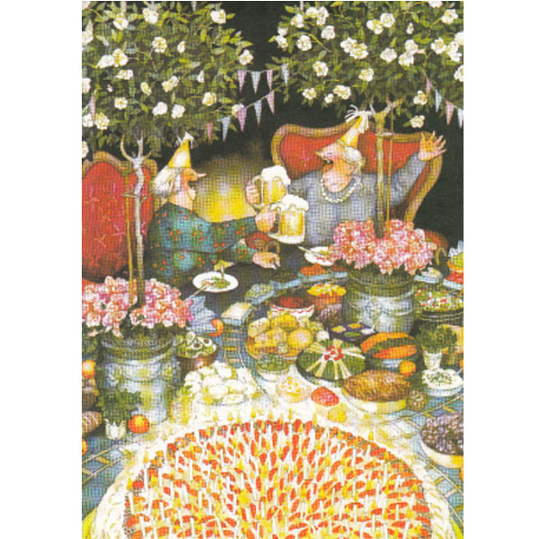 Postkarte Inge Löök "Frauen bei der Geburtstagsfeier  "  Löök Postkarte, Weiber, Freundschaft,Geburtstag