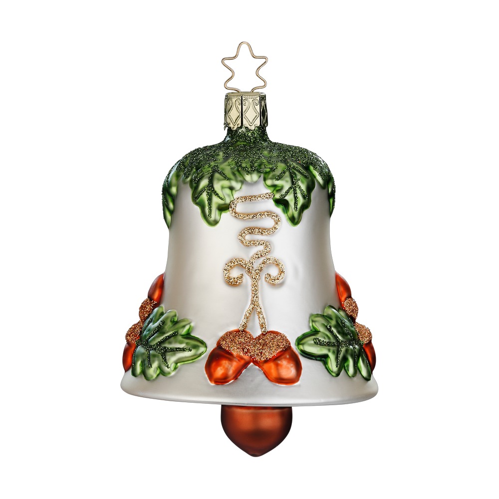 Inge Glas Christbaumkugel Glocke HERBSTZEIT, ca. 10,5 cm , Sonniger Herbsttag, mit Eicheln