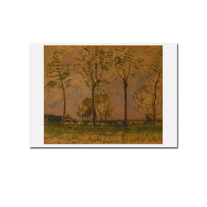 Postkarte Piet Mondrian " Boerderij met hoge bomen in de voorgrond I (Bäume), 1907 "    Kunst