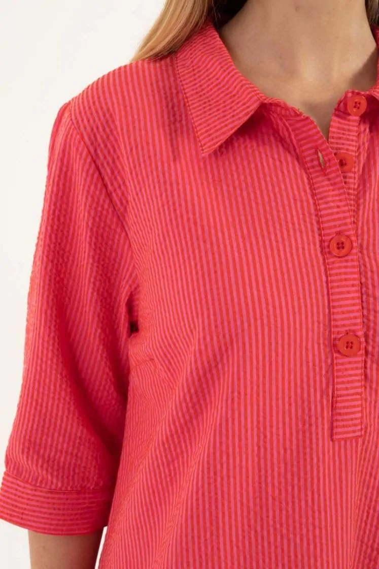 Danefæ Danecarnation Searsucker Dress Super Pink/Bright Red