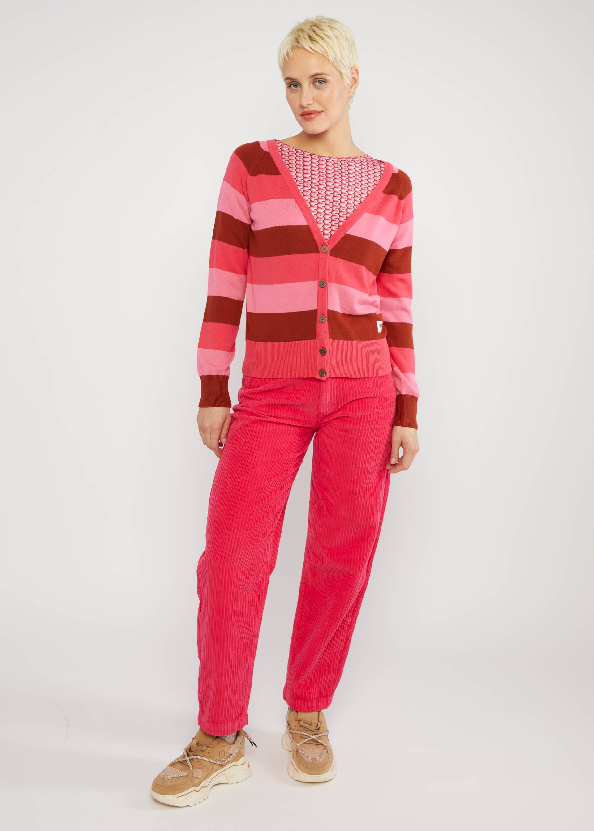 % Blutsgeschwister Cardigan Bright Side of Life, Strickjacke, Muster: red flirty stripes