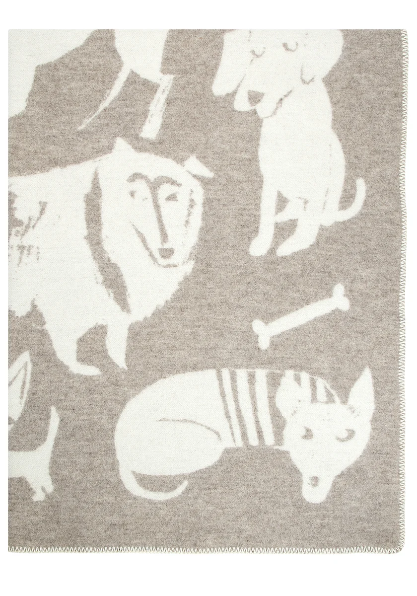 Lapuan Kankurit KOIRAPUISTO Wolldecke , beige-white, ca. 130 x 180 cm , Hunde