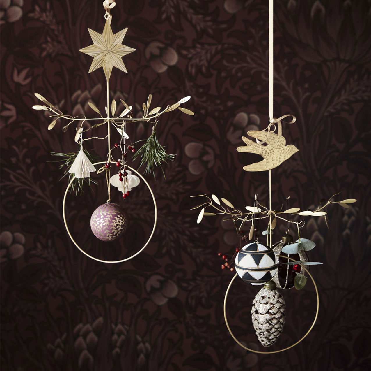  House doctor XMAS Weihnachtsschmuck Vogel,  Messing Mobile Bird, Messing-finish, Länge ca. 36 cm