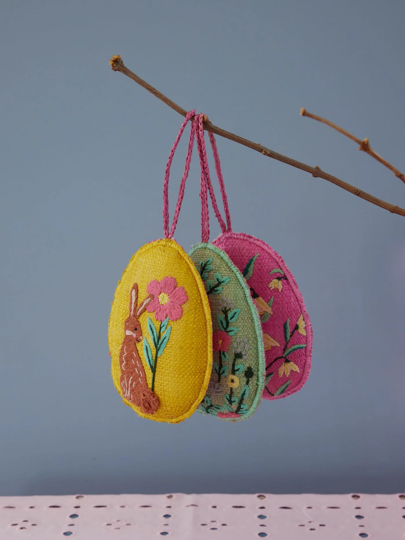 Rice Osterei Raffia Gelb, ca. 15 cm