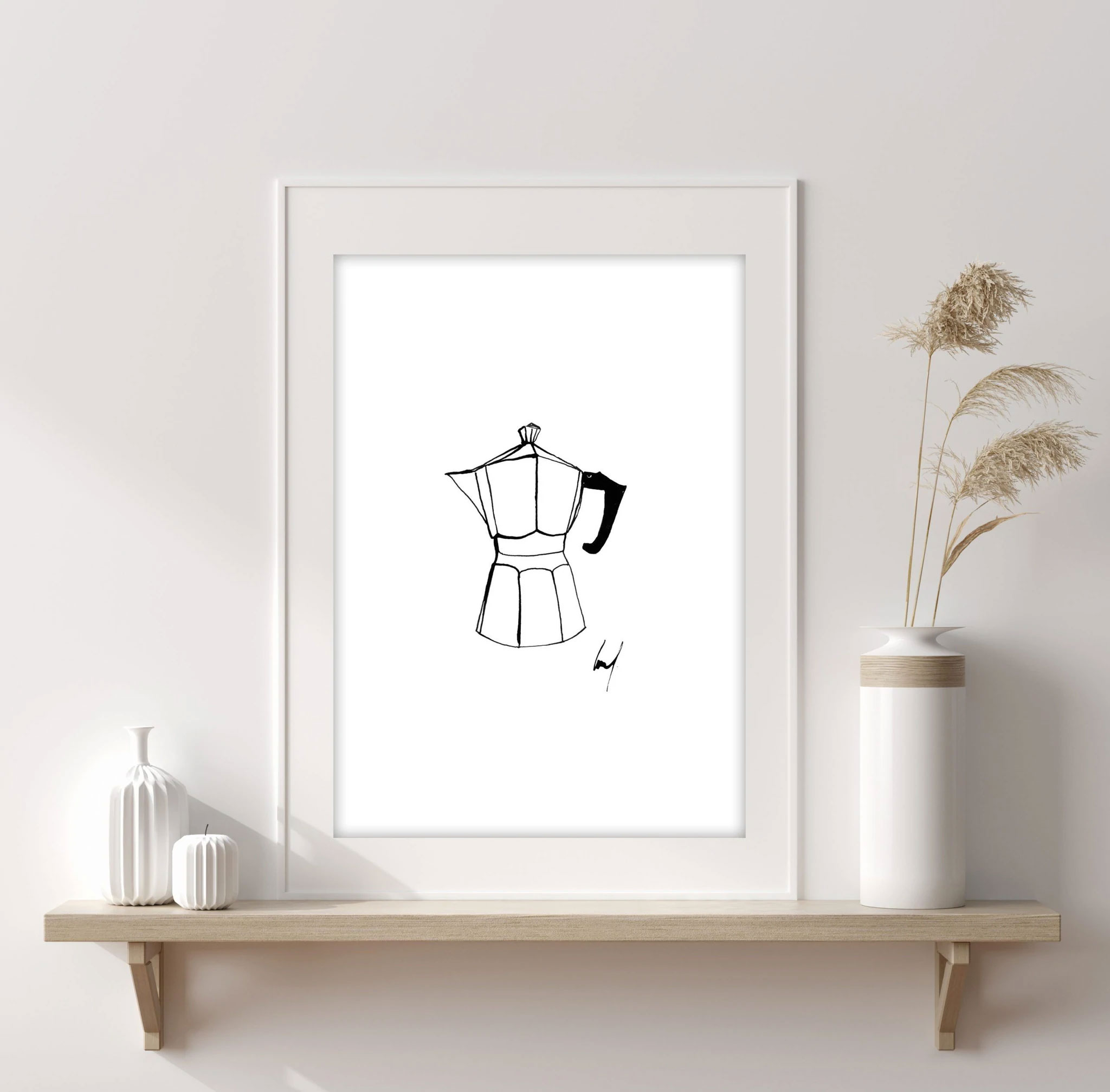 Leo la Douce Kunstdruck - Art Line | B/W Espresso Maker, A4
