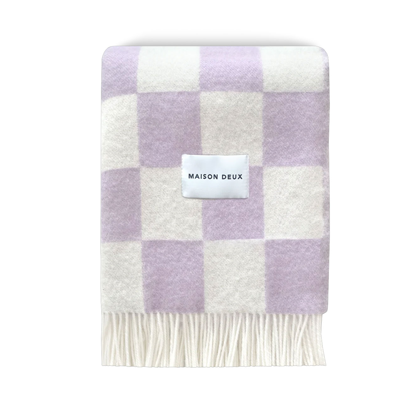 Maison Deux Wolldecke Checkerboard Lila-Weiss, ca. 130 x 200 cm, Plaid, 100 % Wolle 