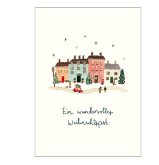 Postkarte Weihnachten Ein wundervolles Weihnachtsfest (Häuser)  von Louise Mulgrew
