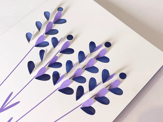 Klappkarte "Lavendel" mit Umschlag, ausgestanzt 