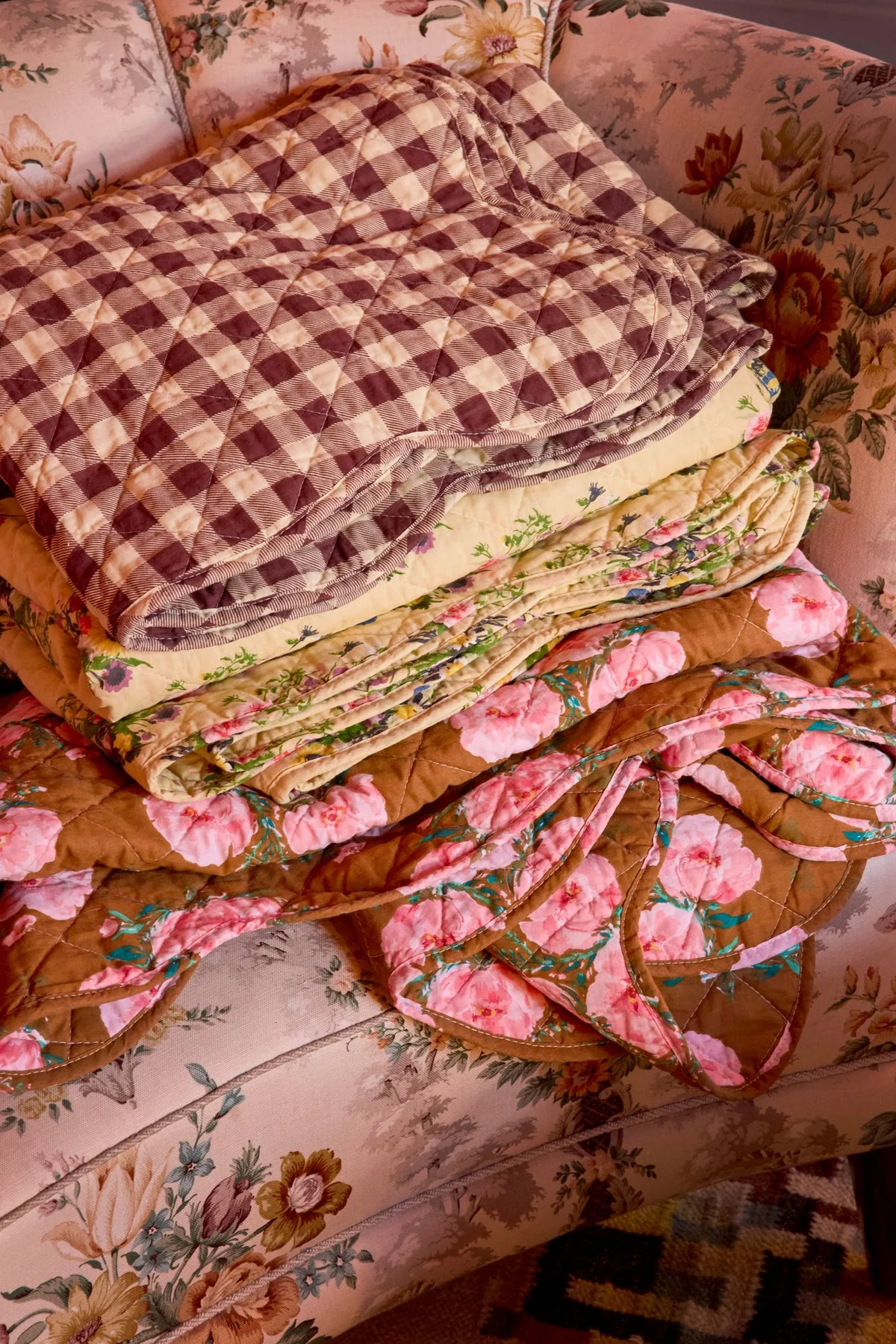 Rice Plaid „Floral Fiesta Rose, ca. 130 x 180cm, Rice Stoff Decke - Pink - Floral Fiesta Rose