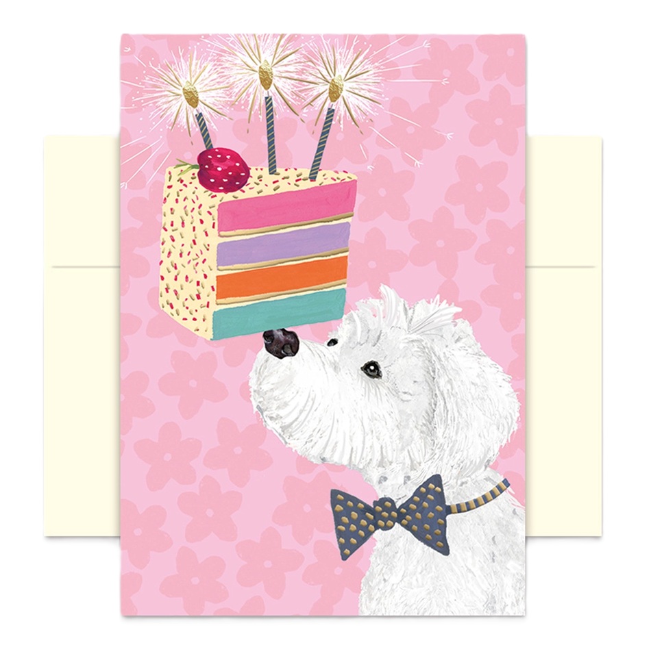 Doppelkarte mit Umschlag Birthday Dog, Hund, Geburtstag