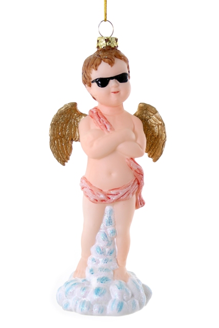 COOL CUPID / Cooler Engel mit Sonnenbrille   Weihnachtsschmuck, Weihnachtskugel 