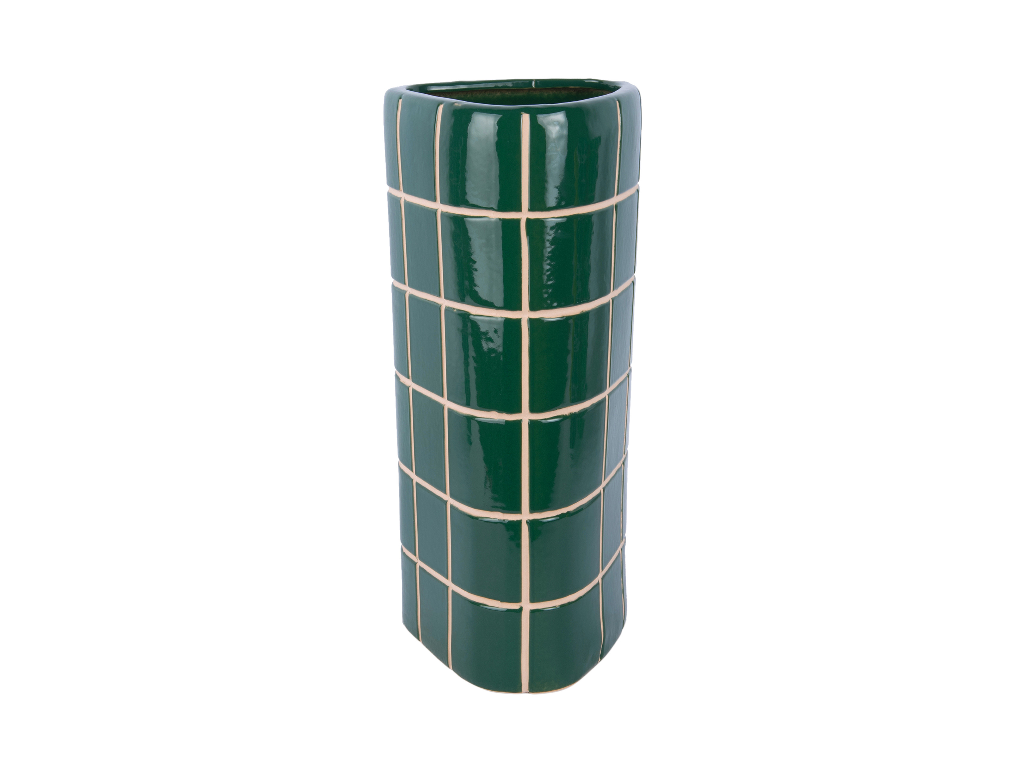 Vase Retro Fliesen Grün, Retro Tiles Triangular Large, Höhe 37 cm, D.15 cm    