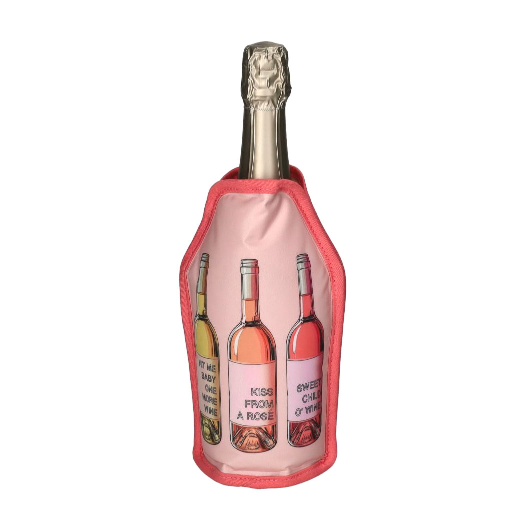 Froid, Kühlmanschette, Motiv: Weinflaschen, rosa