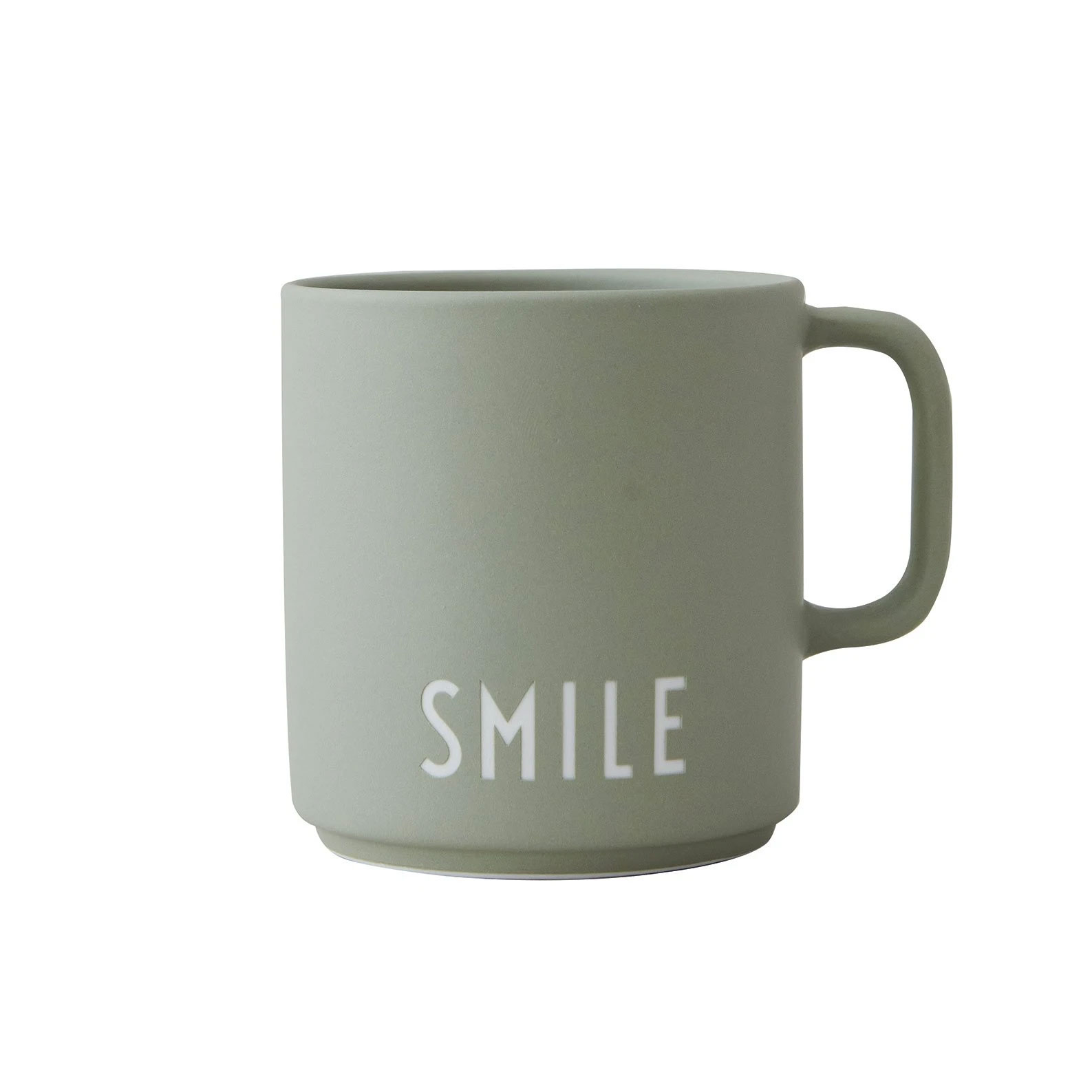 Design Letters Favourite Cup with handle  SMILE, Henkelbecher Porzellan, Farbe:Salbeigrün