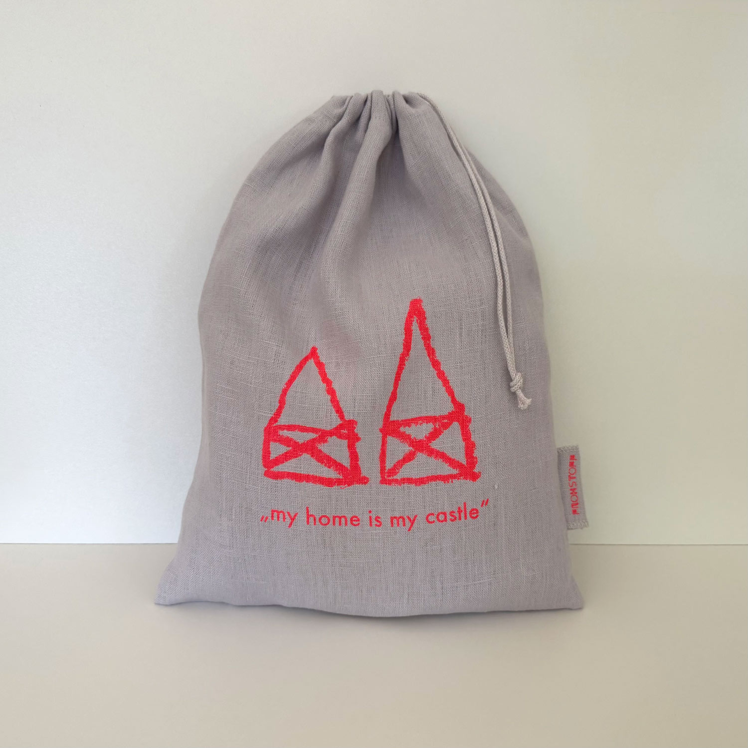 Frohstoff Leinenbeutel Home, grau-neonpink