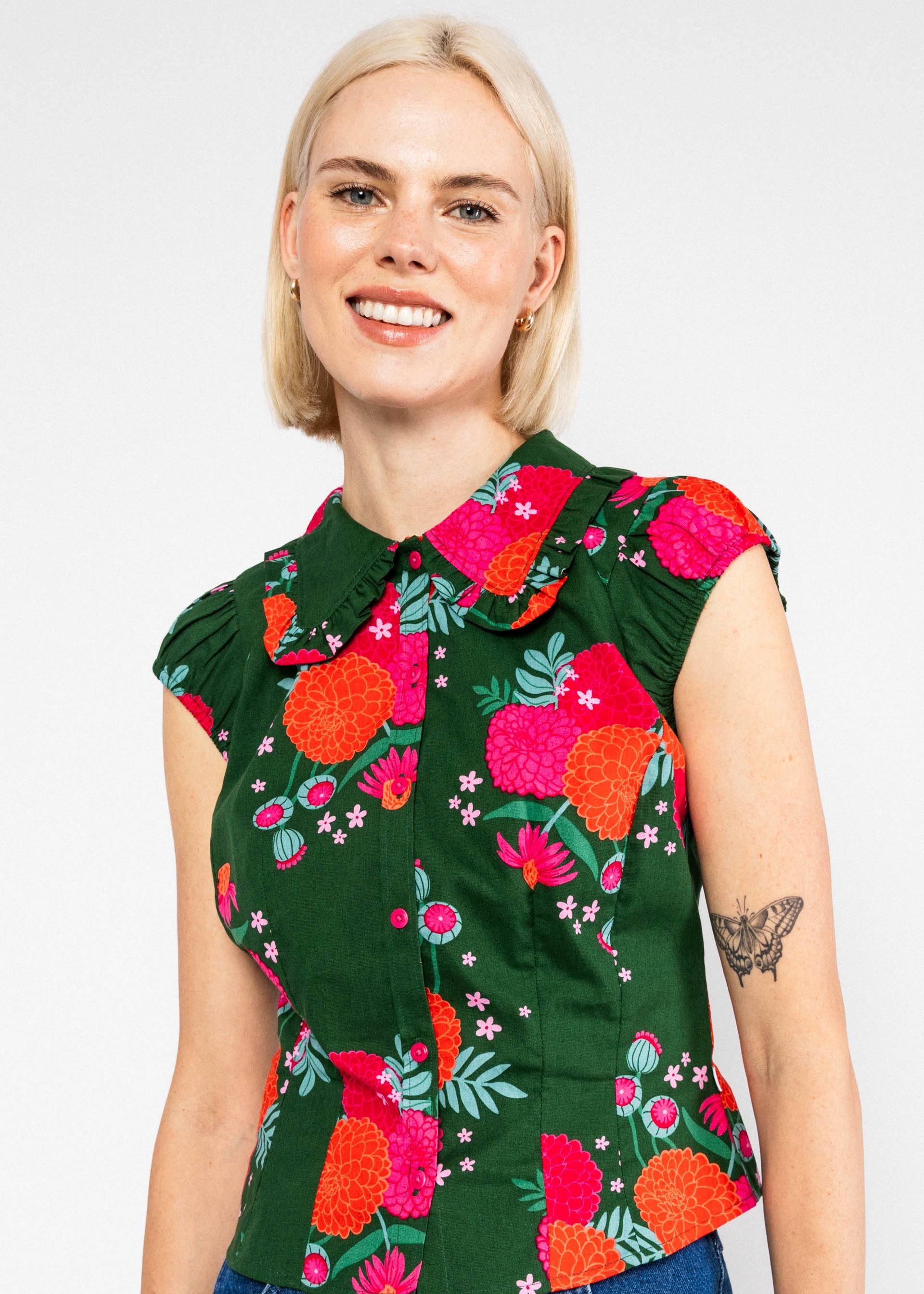 Blutsgeschwister Sommerbluse Que sera, sera - blooming soft flowers