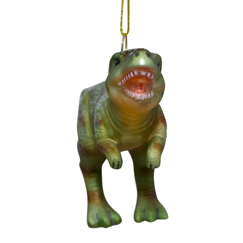 Weihnachtskugel Dino, Grün, Glas, H. ca. 9 cm von Vondels, Dinosaurier