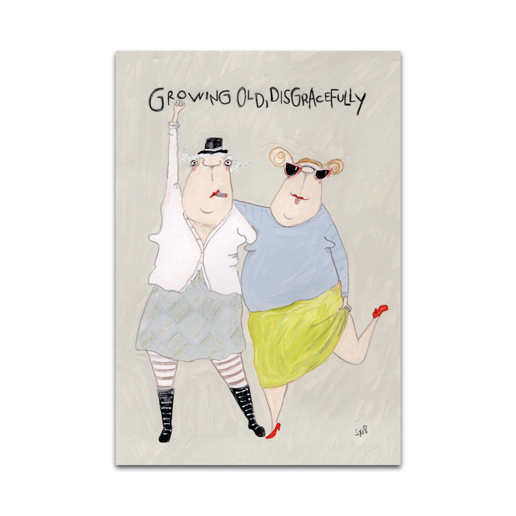 Postkarte kittiekatstudio "growingold" von kittiekatstudio