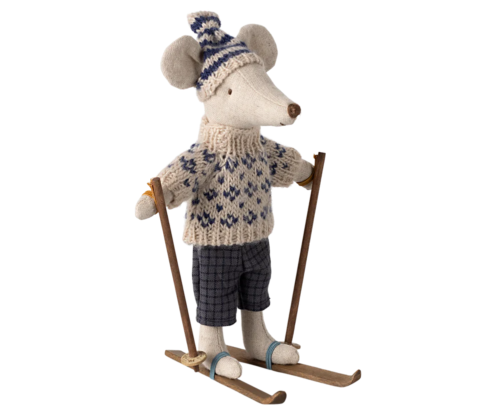 Maileg Wintermaus mit Skiset, Papa - Blau