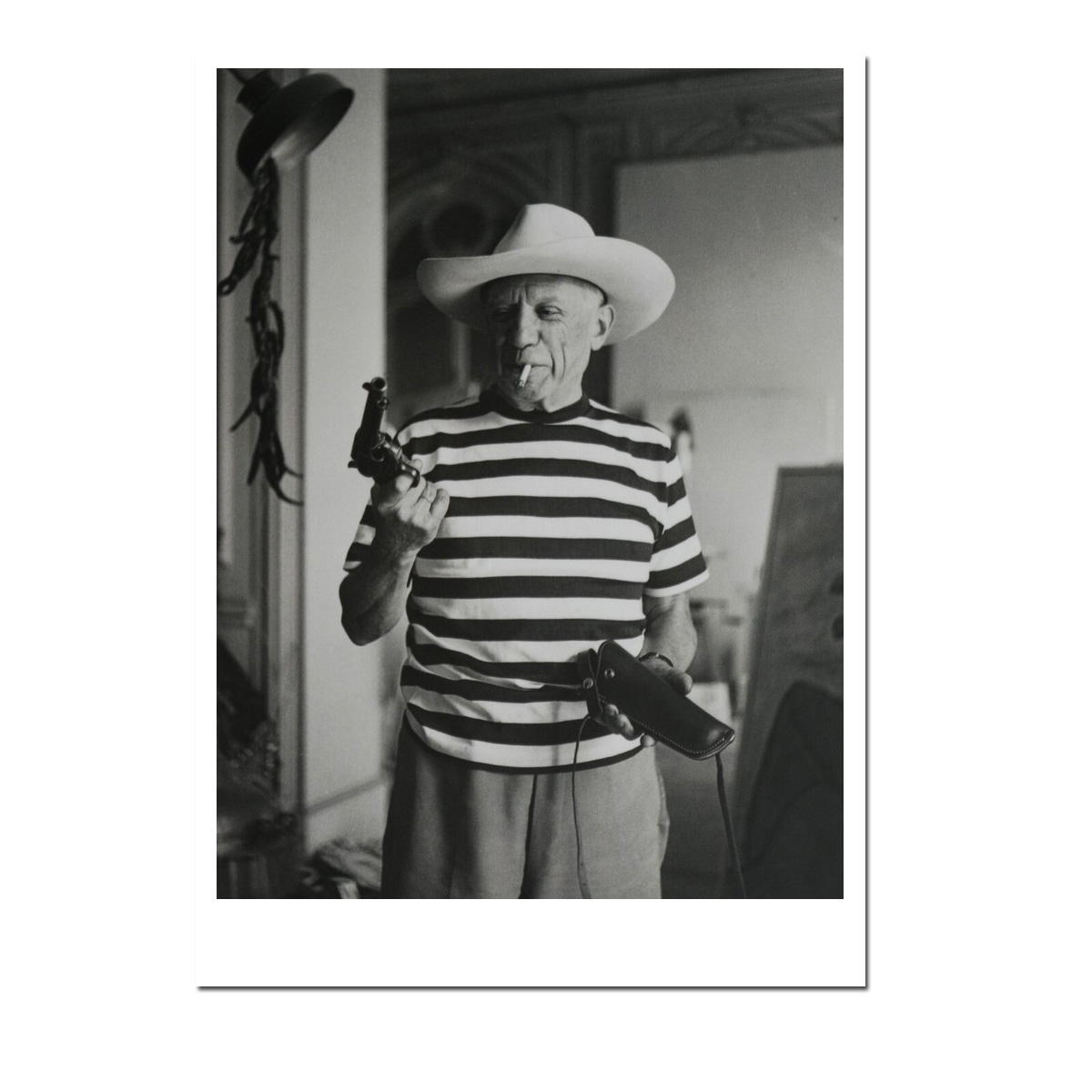 Postkarte PABLO PICASSO mit Revolver von Gary Cooper, 1958, Kunst