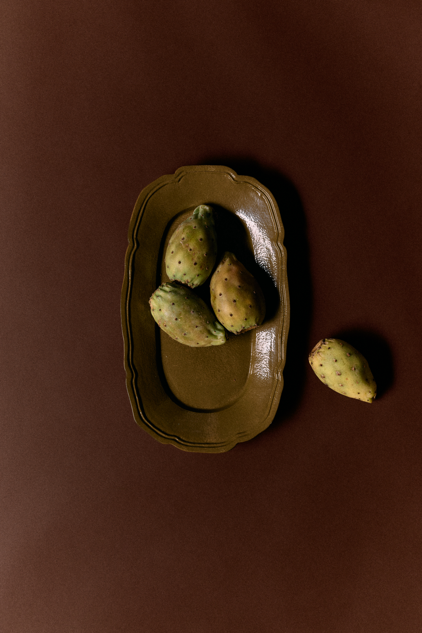 HKliving New classics: serving tray, olive, Platte oval oliv, ca. 35 x 21 x 3cm
