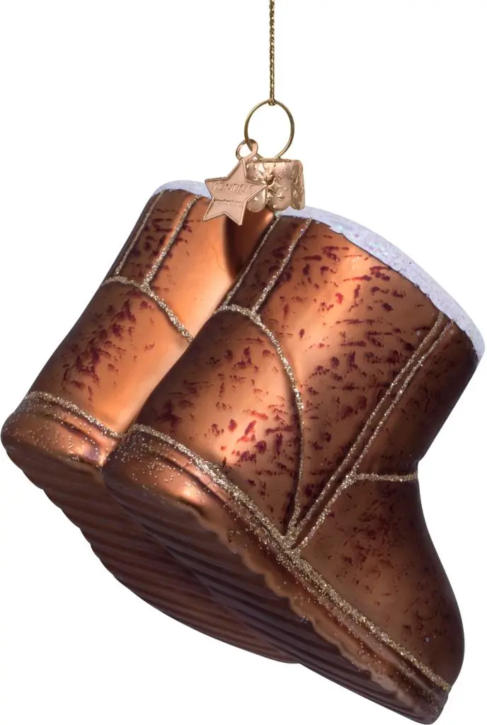 Weihnachtskugel Suede Boots, Braune Stiefel, Glas,  H. ca. 7 cm , Schuhe 