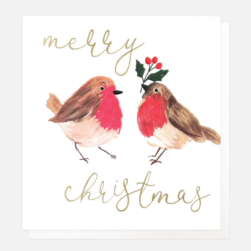 Caroline Gardner Weihnachtskarte "Pair Of Robins " Rotkehlchen