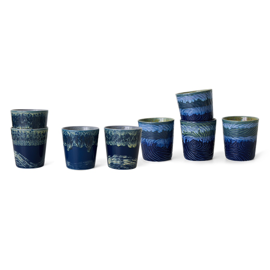 HKliving 70's Kaffee Becher Van Gogh 2er Set, STARRY NIGHT, 70s ceramics: Van Gogh coffee mugs starry night, set of 2