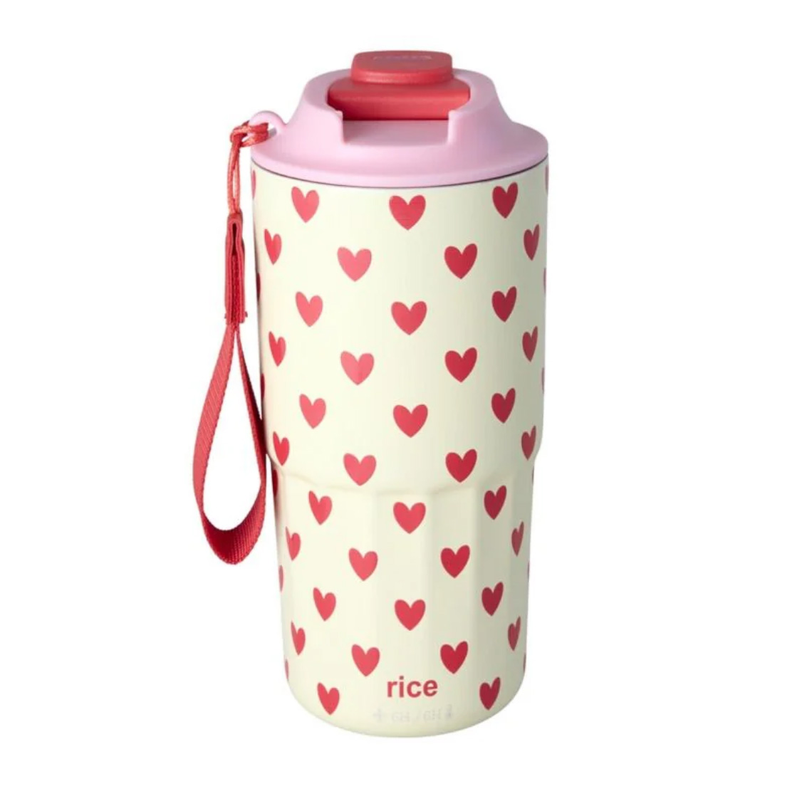 Rice Thermosbecher - Crème - Hearts Print, Rostfreier Stahl , 580 ml