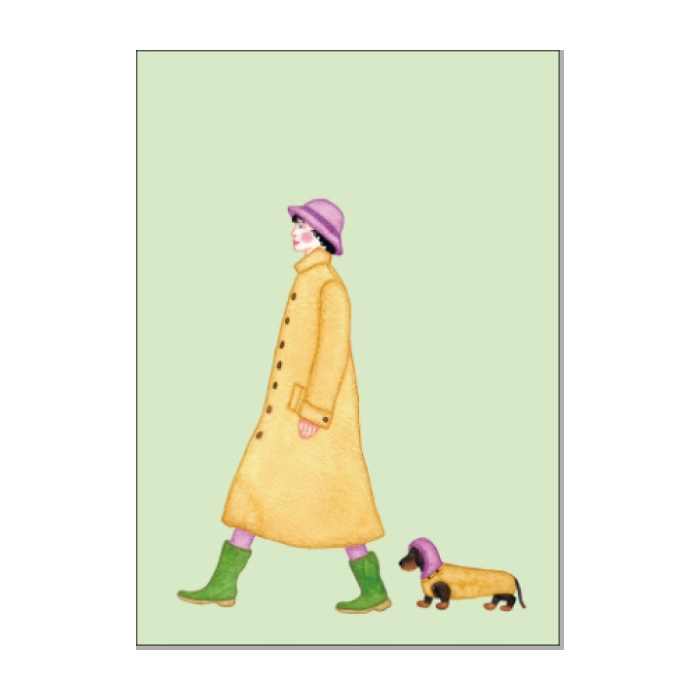 Postkarte Frau und Dackel von ask a duck     