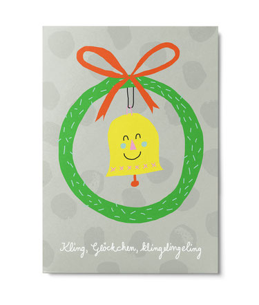 Postkarte Weihnachten "Glöckchen" von Annika Kelm, Unter Pinien 