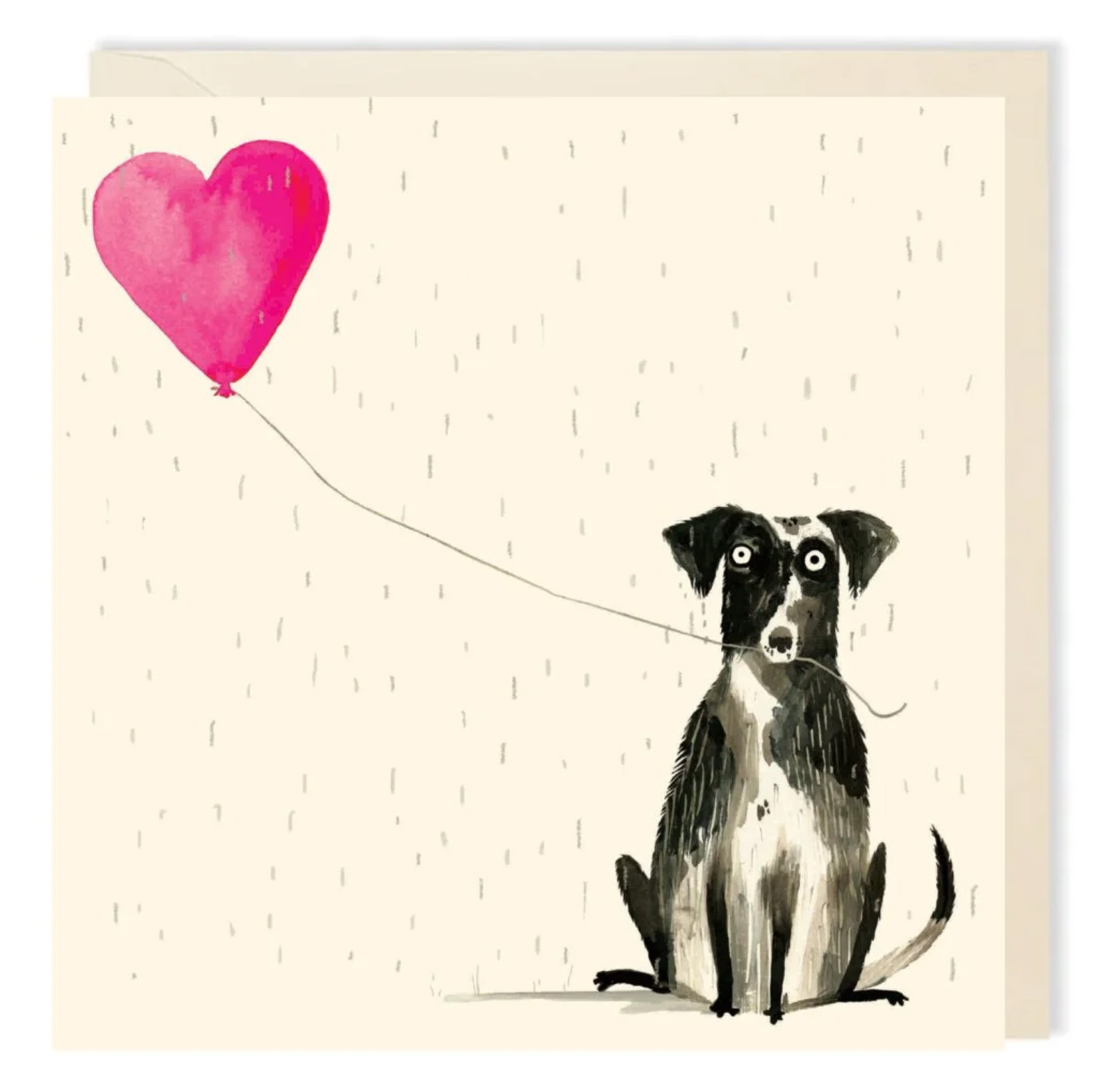Charley Rabbit Doppelkarte " Dog Balloon Rain ", Hund mit Herz